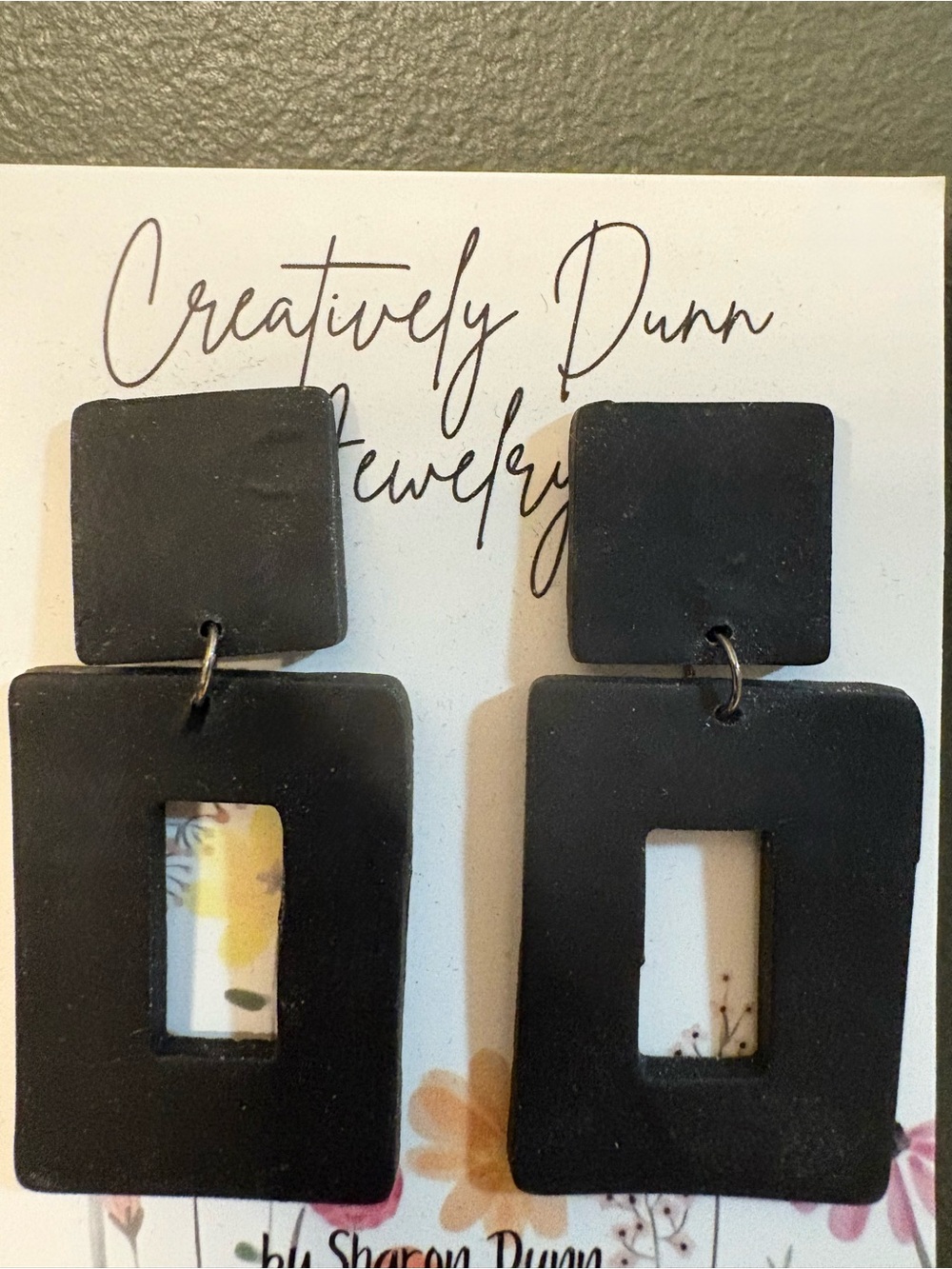 Black Geometric Drop Earrings